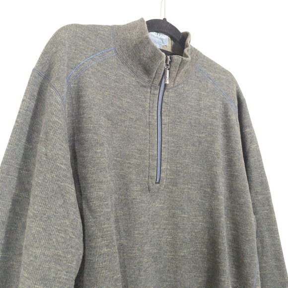 Tommy Bahama Green Reversible Quarter Zip Sweater SZ XL Cotton Blend Warm - Picture 4 of 12